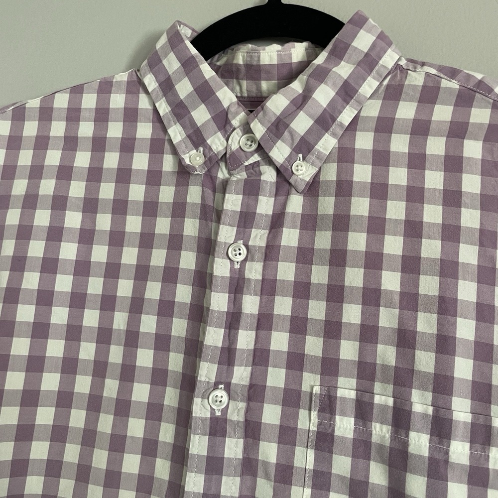 J Crew Shirt Mens Medium Purple Plaid Gingham Light Weight Button Career - Picture 1 of 10